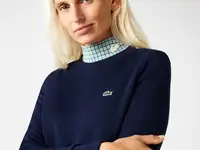 Женская флисовая толстовка lacoste с круглым вырезом из хлопка