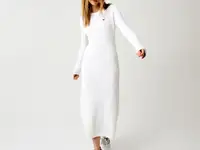 Женское длинное платье-свитер lacoste long ribbed wool из смесовой шерсти