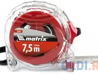 Рулетка crystal, 7,5 м х 25 мм, корпус из поликарбоната// matrix