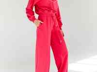 Малиновые широкие брюки