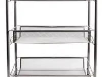 Этажерка (тележка) brabix офисно-бытовая 3 яруса, на колесах, металл, серебристая, 43,5х26х62,5