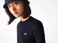 Женская футболка из мягкого хлопка lacoste с круглым вырезом