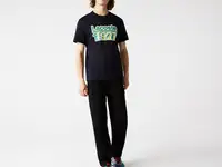Мужская футболка lacoste из хлопка с круглым вырезом и винтажным принтом