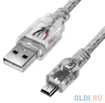 Greenconnect кабель prof 1.5m usb 2.0, am/mini 5p, прозрачный, 28/24 awg,