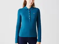 Женское облегающее поло lacoste с длинным рукавом