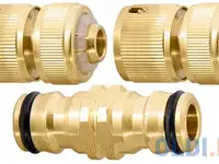 Набор для подключения шланга 1/2", (переходник, 2 соединит.аквастоп), латунный// palisad