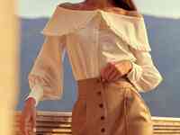 Хлопковая блуза с открытыми плечами