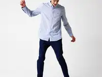 Мужские брюки lacoste casual fit из смеси хлопка и льна