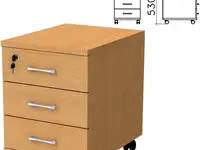 Тумба подкатная "монолит", 400х520х530 мм, 3 ящика, замок, цвет бук бавария,