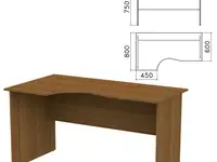 Стол письменный эргономичный "канц", 1400х800х750 мм, левый, цвет орех пирамидальный, ск36
