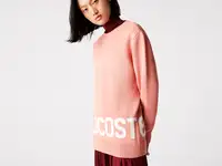 Женский свитер lacoste из шерсти и хлопка с круглым вырезом