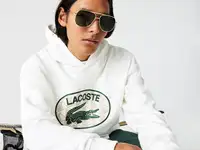 Мужская свободная толстовка lacoste loose fit с капюшоном и фирменной монограммой