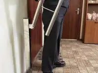 Поручень для инвалидов откиднойподъемный Хром с ножкой, фотография 2