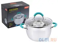Кастрюля нержав. "bravo" 3,9 л стекл. крышка, 20*12,5 см (1/6) "mallony"