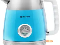 Чайник kitfort кт-633 2150 вт голубой серебристый 1.7 л металл/пластик