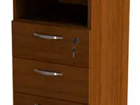 Тумба приставная "эко", 405х600х740 мм, 3 ящика, полка, замок, орех, 402787-19