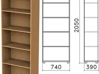 Шкаф (стеллаж) "монолит", 740х390х2050 мм, 4 полки, цвет бук бавария, шм44.1
