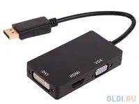 Кабель-адаптер orient c309 displayport m -> hdmi/ dvi-i/ vga, длина 0.2
