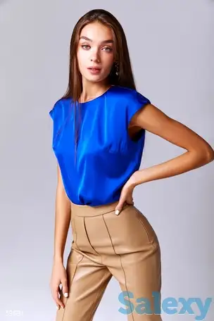 Синий топ с коротким рукавом, фотография 1