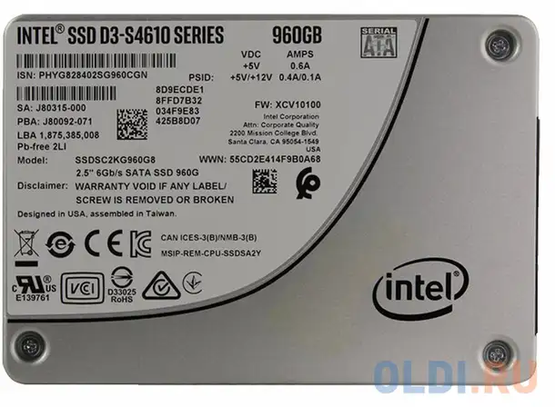Ssd накопитель intel d3-s4610 960 gb sata-iii, фотография 1
