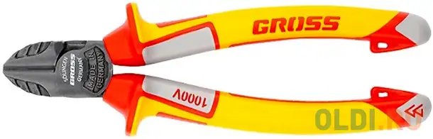 Бокорезы gross 17582  диэлектрические рукоятки до 1000в трехкомпонентные рукоятки 180мм, фотография 1