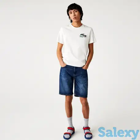 Мужские джинсовые шорты-шорты lacoste slim fit из эластичного хлопка, фотография 1