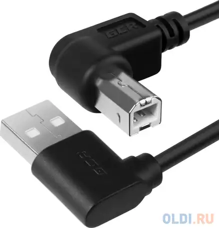 Greenconnect кабель 0.5m usb 2.0, am угловой/bm угловой, черный, 28/28 awg,, фотография 1