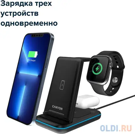 Беспроводное зарядное устройство canyon ws- 304 2а usb черный, фотография 1