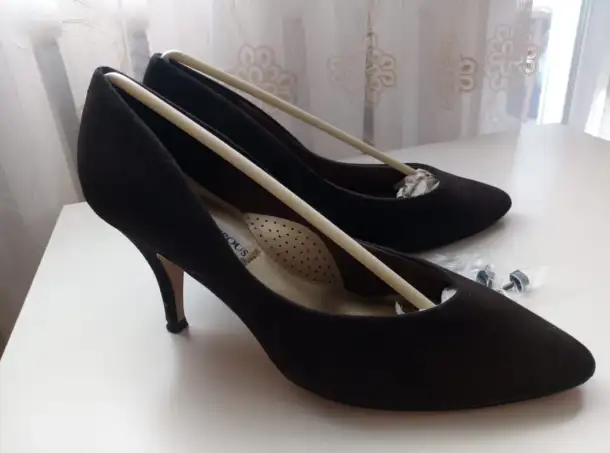 Туфли женские из темно-коричневого нубука, размер 39, фотография 1