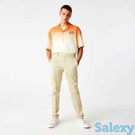 Мужские плиссированные брюки lacoste  из хлопка и льна, фотография 1