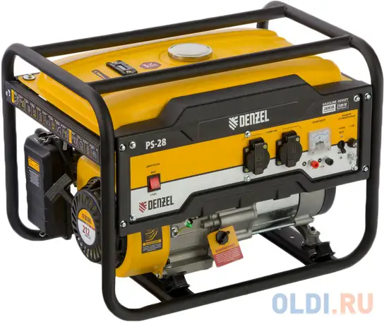 Генератор бензиновый ps 28, 2,8 квт, 230в, 15л, ручной стартер// denzel, фотография 1