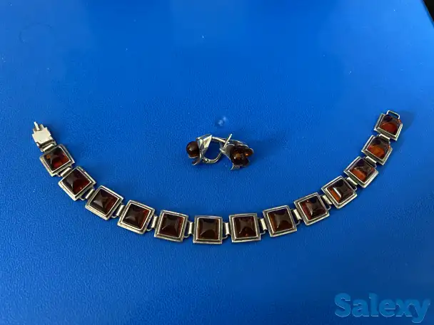 Продам набор украшений серебро с золотом и серебро(янтарь), фотография 2
