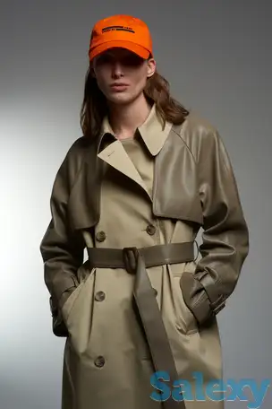 Двубортный тренч с деталями из экокожи vassa&co, фотография 1