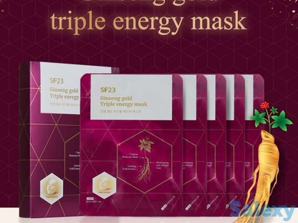 Тканевая маска Skin Factory SF23 Ginseng Gold Triple Energy Mask (5 шт.), фотография 2