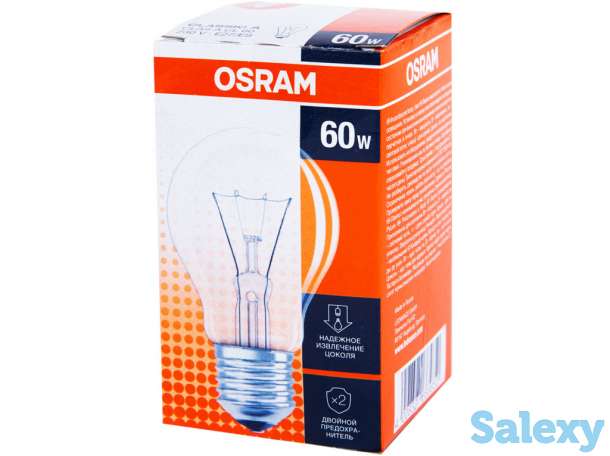 Лампа накаливания OSRAM 60W, лампочка топ качество, фотография 2