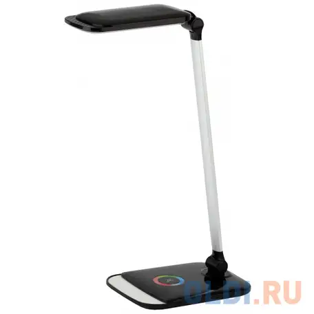 Эра б0028439 настольный светодиодный светильник nled-460-14w-bk-s черно-серебристый {usb-порт для за, фотография 1