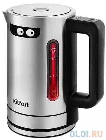 Чайник электрический kitfort кт-6143 2200 вт нержавеющея сталь 1.7 л нержавеющая, фотография 1