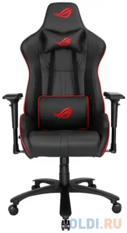 Игровое кресло asus rog sl200 чёрное (pu кожа, сталь, аллюминий, газпатрон, фотография 1