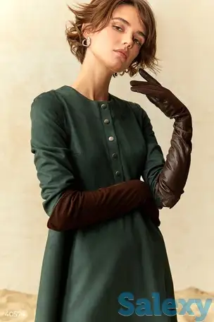 Длинные коричневые перчатки из натуральной кожи, фотография 1