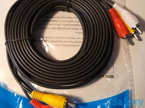 Кабель шнур три 3 тюльпана 3 RCA M/M, 3 метра для DVD ДВД аудио и тд, фотография 2