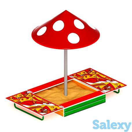 Песочница с крышкой и с грибком ио 5.01.10-04, фотография 1