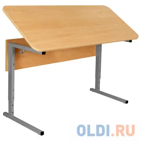 Стол-парта 2-местный, регулируемый угол, сут.55-01, 1200х500х640-780 мм, рост 4-6, серый каркас,, фотография 1