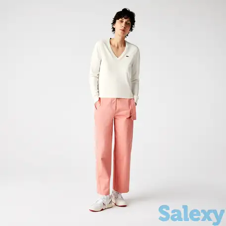 Женский свитер lacoste из органического хлопка с v-образным вырезом, фотография 1