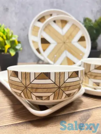 Белый чайно-столовый сервиз с карамельным орнаментом Vassila, фотография 2