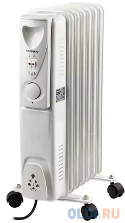 Обогреватель масляный sonnen dfs-07, 1500 вт, 7 секций, белый, 453498, фотография 1