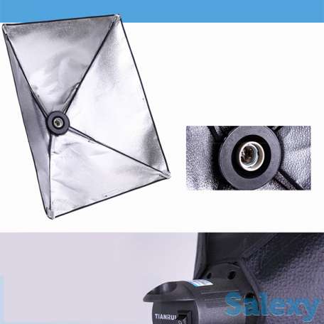 Постоянный студийный свет, набор ( софтбоксы 50x70, плафоны, стойки ), фотография 6