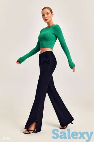 Черные брюки клеш с разрезами, фотография 1