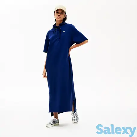 Женское платье-поло lacoste oversize fit  с капюшоном, фотография 1