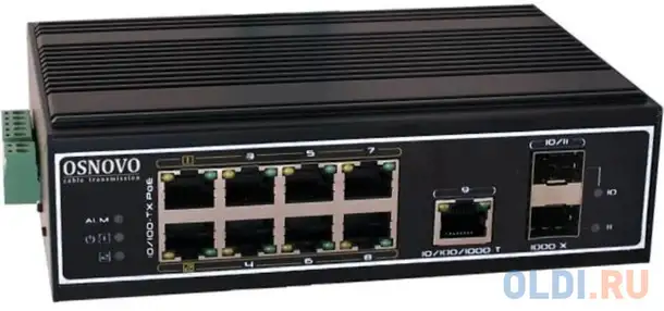 Коммутатор osnovo sw-60812/i 8x100mb 1g 2sfp 300w, фотография 1