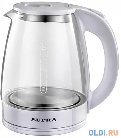 Чайник электрический supra kes-1891 1.8л. 1500вт белый (корпус: стекло), фотография 1